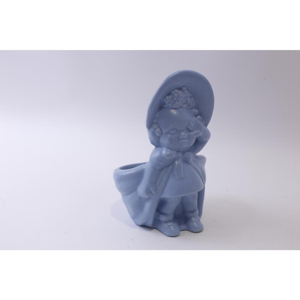 Haeger, Crying Baby Girl with Bonnet, Blue Planter, Ceramic, Pottery, Plant Pot,